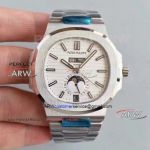 Perfect Replica KM Factory New 5726 Patek Philippe Nautilus Annual Calendar White Face Swiss Watches